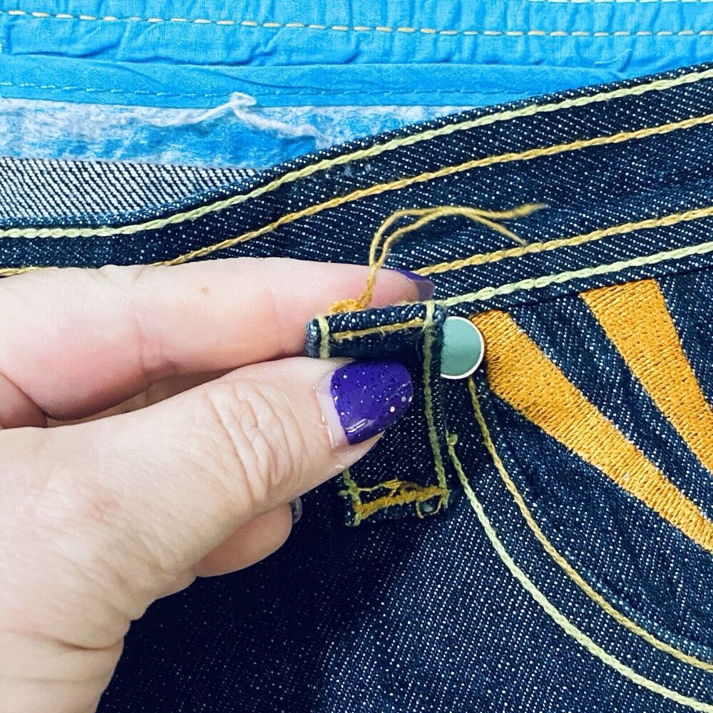 Vintage Y2k Coogi Pocket Embroidered Denim Jeans Sunshine Bird Baggy 42x34 Skate - Picture 8 of 11